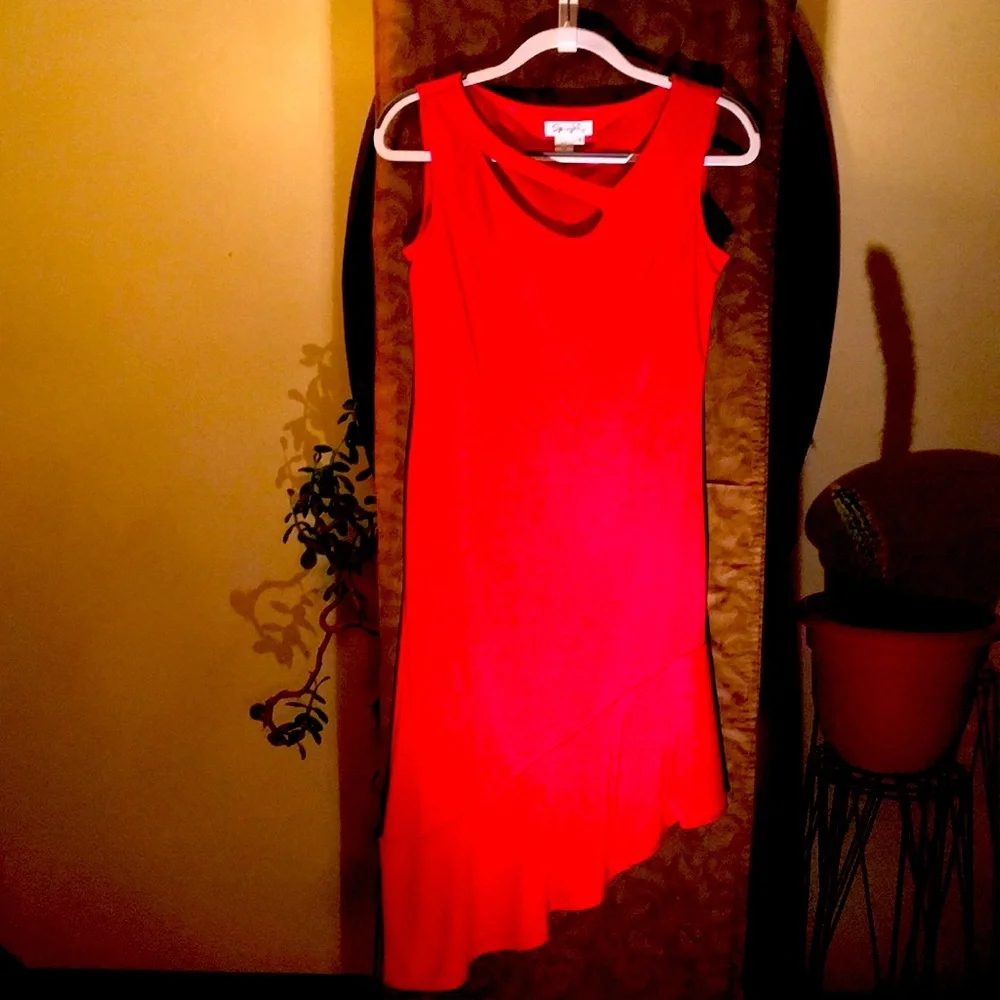 Red Asymmetrical Party Dress - Picture 1 of 4